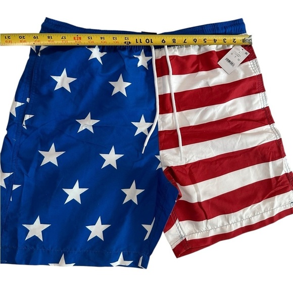 Walnut & 39th Men's Bioworld Elastic Waist American Flag Swim Shorts Size L NWT - Picture 7 of 16